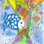perle malerei fisch & baum, erfurt malerei, malerei Ölkreide, malerei acryl,malerei pastellkreide, malerei ölkreide spirituelle malerei
